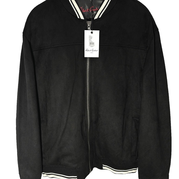 Robert Graham Faux Suede Men's Black Bomber Jacket RGF22R17 - Picture 7 of 8